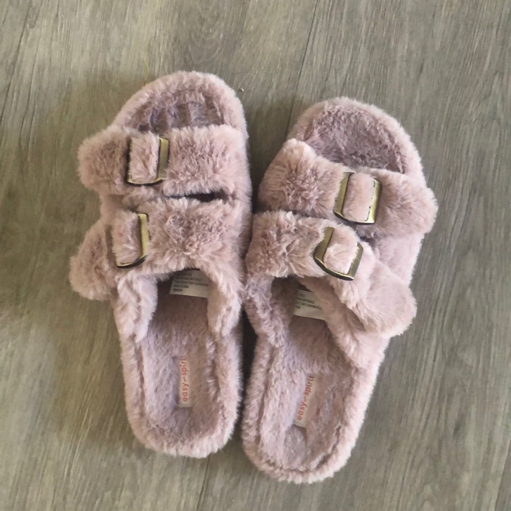 Easy Spirit furry slide slippers